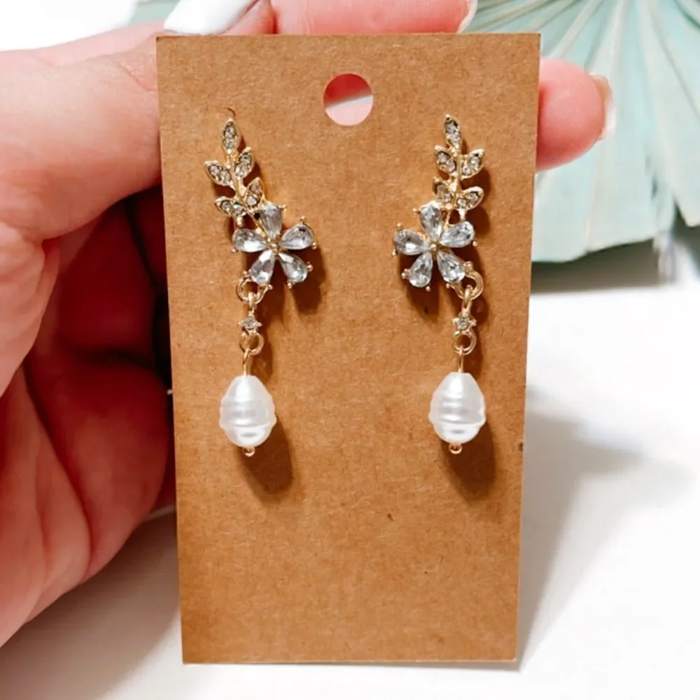 Crystal flower drop earrings  #97